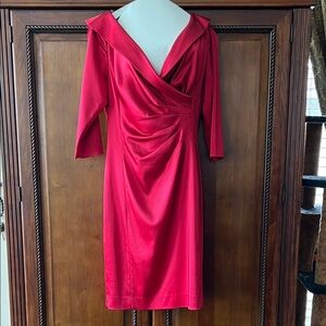 Tahari Red Long Sleeve Dress - STRETCHS ;)
